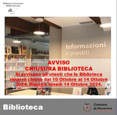 CHIUSURA BIBLIOTECA COMUNALE