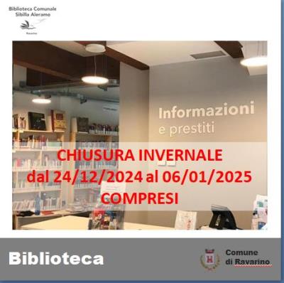 CHIUSURA BIBLIOTECA COMUNALE foto 